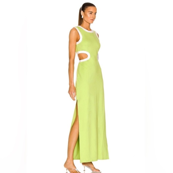 Staud Dolce Cutout Maxi Dress In Lime Green/White NWT Size Medium - Picture 2 of 14